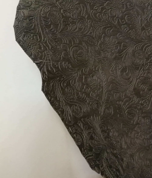 Galanterinė/drabužinė oda - rusvai pilka, gėlių rašto, 0,9mm, 70x60 - Image 4