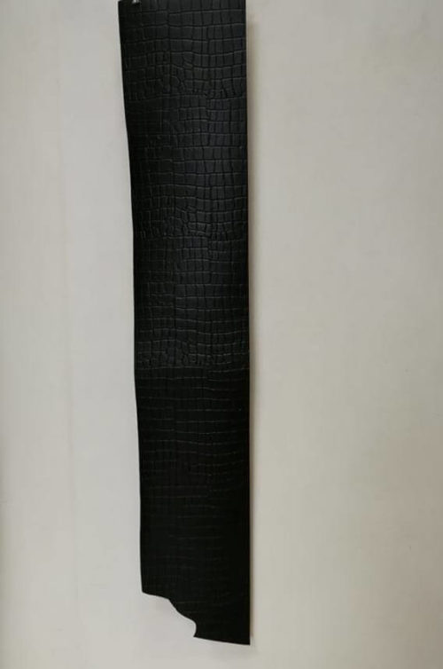 Leather for belt - black, crocodile imitation, 3mm, 155x20 - Image 2