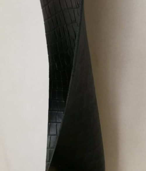 Leather for belt - black, crocodile imitation, 3mm, 155x20 - Image 3