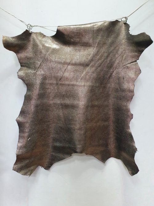 Plona galanterinė/drabužinė oda - roplys, bronza,80x65 - Image 2