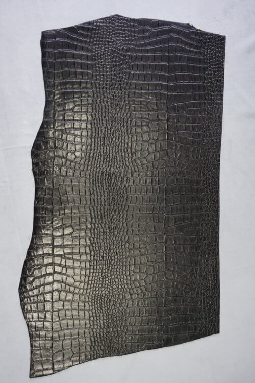 Diržinė oda - juoda, kroko imitacija, 3mm, 116x65 - Image 2
