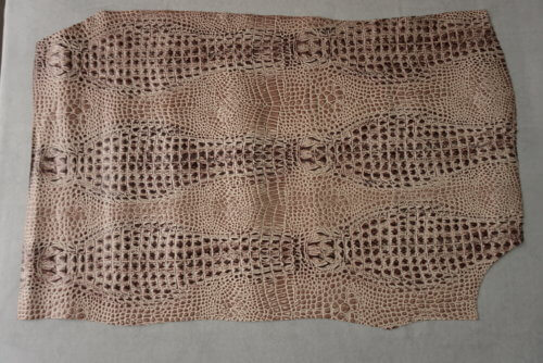 Galanterinė oda - kroko imitacija, smėlio/ruda, 1,1-1,2mm, 110x70 - Image 2