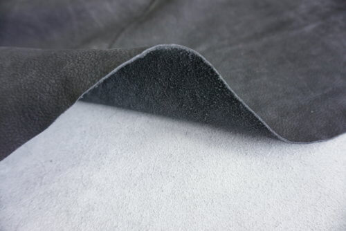 Galanterinė oda - pilkai juoda, fakt., matinė, minkšta, 1,3-1,4mm, 64x84 - Image 4