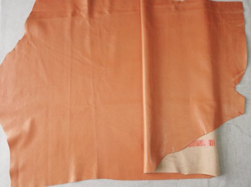 Galanterinė oda - margai nudažyta oranžinė, minkšta, 1,0-1,1mm, 177x75 - Image 2