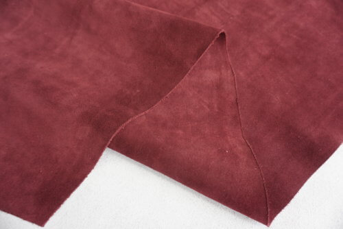 Galanterinė oda - veliūras "Špaltas", burgundiška sp., minkšta, 1,3mm, 96x97 - Image 3