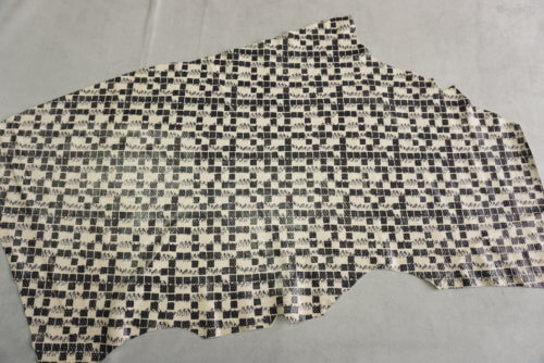 Galanterinė oda - ivory/juoda, fakt., minkšta, 1,2mm, 104x56 - Image 2