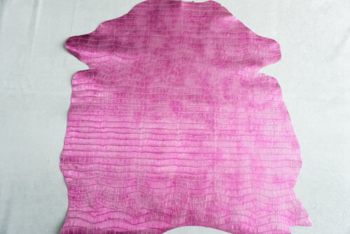 Galanterinė oda - kroko imitacija, rožinė, minkšta, 0,8mm, 63x58 - Image 2
