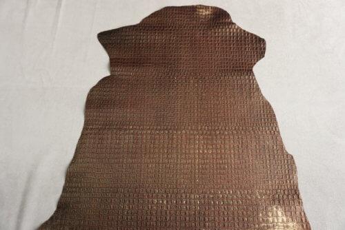 Galanterinė oda - kroko imitacija, ruda, marga, vidut. kietumo, 0,8mm, 63x54 - Image 2
