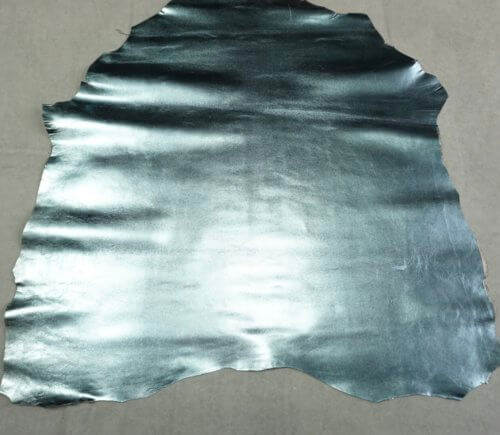 Haberdashery leather - blue, shiny, medium hardness, 0,8mm, 86x67 - Image 2