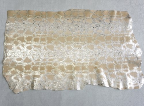 Galanterinė oda - dekoruota, smėlio/sidabro, 1,1mm, 70x43 - Image 2