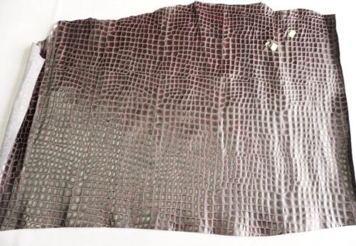 Galanterinė oda - kroko imitacija, ruda, vidut. kietumo, 1,2mm, 97x65 - Image 2
