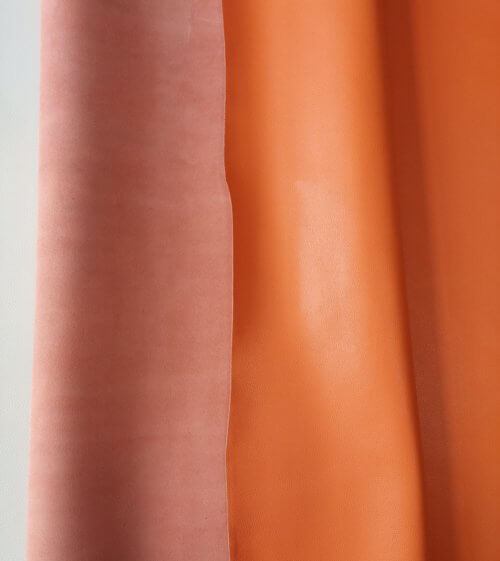 Galanterinė oda - oranžinė, faktūrinė, minkšta, 1,4mm, 128x80 - Image 3