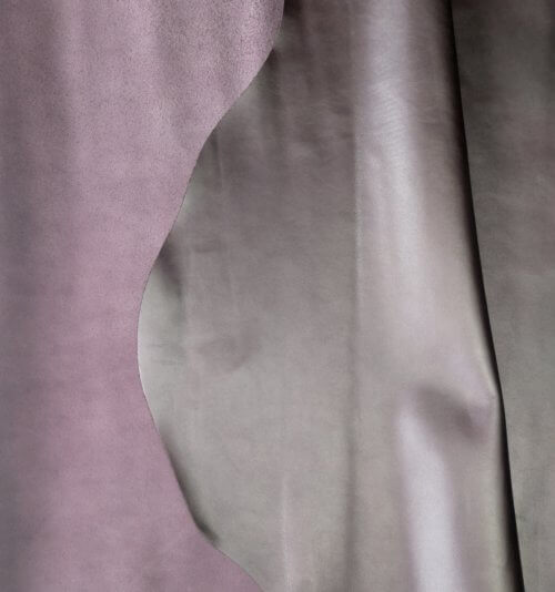 Galanterinė oda - violetinė/perlas, lygi, plona, minkšta, 1,4mm, 190x80 - Image 4