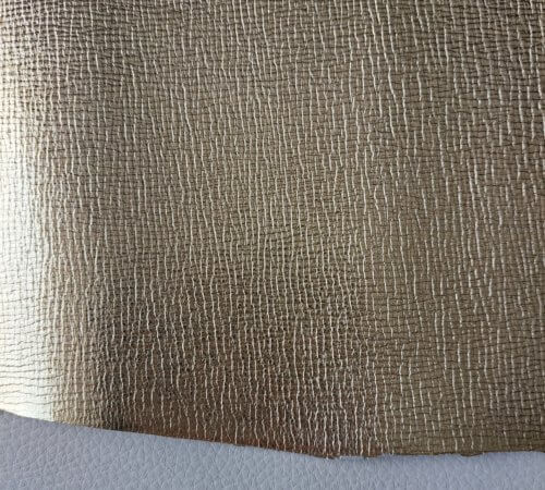 Galanterinė oda - auksinė, kietoka, laminuota, 1,2mm, 75x65 - Image 2