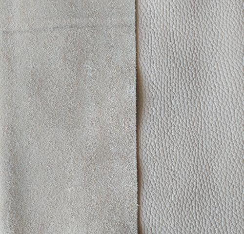 Galanterinė oda - šviesiai kreminė, faktūrinė, stora, minkšta, 1,8mm, 100x90 - Image 4