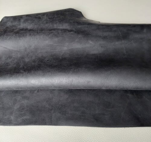 Galanterinė oda - juoda, minkšta, sendinto tipo, 3,8mm, 75x60 - Image 2