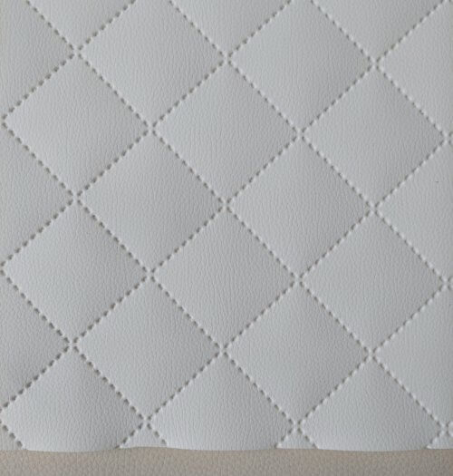 Quilted artificial leather "Rhombus" - White, textured - Image 2