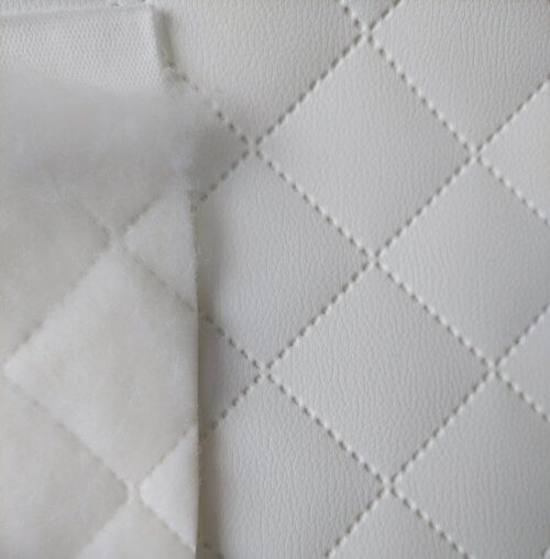 Quilted artificial leather "Rhombus" - White, textured - Image 3