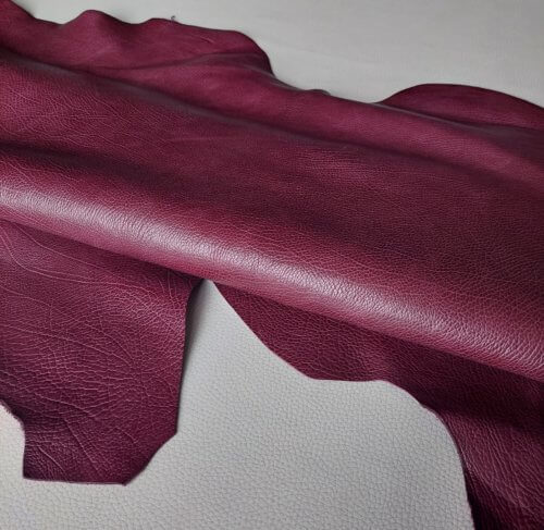 Drabužinė oda - violetinė, natūralaus "veido", minkšta, 1,3mm, 73x55 - Image 3