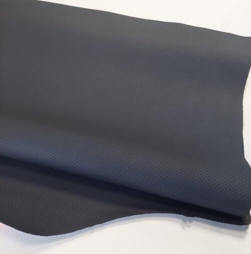 Automotive leather (Italy) - black, semi perforated, 1,3mm, 130x65 - Image 2