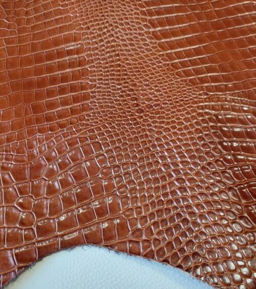 Galanterinė oda - Ruda, kroko raštas, 1,7mm, 86x79 - Image 2