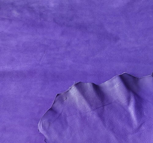 Drabužinė oda – zomšas, violetinė, minkšta, 1,2mm, 58x50 - Image 4