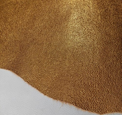 Haberdashery leather - Gold color, textured, little rigid, 1,1mm, 100x96 - Image 3