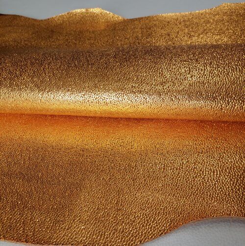 Haberdashery leather - Gold color, textured, little rigid, 1,1mm, 100x96 - Image 2