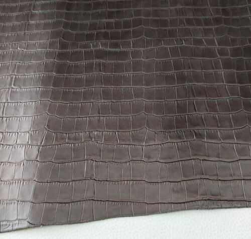 Galanterinė oda - Ruda, krokodilo imitacija, minkšta, 1,0mm, 150x75 - Image 3