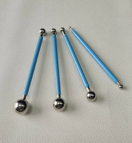 Leathercraft Modelling Ball Point Stylus Tools 4 pcs for Leather Carvings, Splicing, and Molds, with 8 Stylus Sizes - Image 2