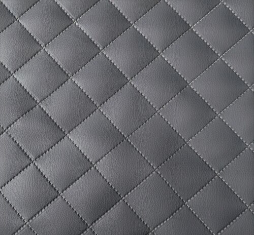 Quilted artificial leather "Rhombus" - Dark gray, textured - Image 3