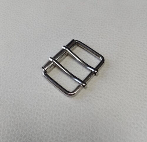 Belt buckle with 2 prongs - 40mm, nickel color - Image 2