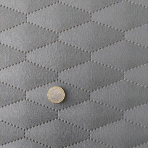 Quilted artificial leather "Rhombus (diamond)" - Gray, textured - Image 2