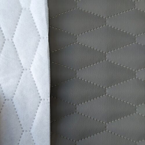 Quilted artificial leather "Rhombus (diamond)" - Gray, textured - Image 4