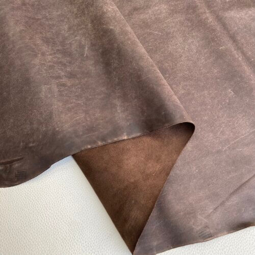 Haberdashery/shoes leather - brown, aged effect, soft, erasable effect, 1,2mm - Image 2
