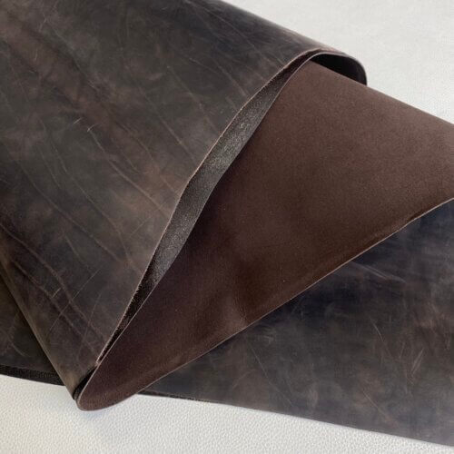 Haberdashery leather – “crazy horse”, dark brown, medium rigid, with hardener, 3,2mm - Image 3