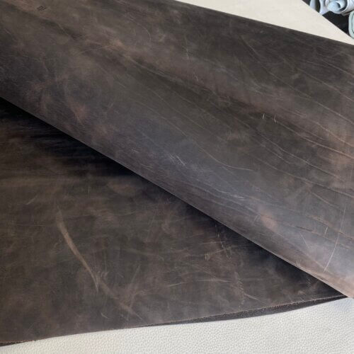 Haberdashery leather – “crazy horse”, dark brown, medium rigid, with hardener, 3,2mm - Image 4