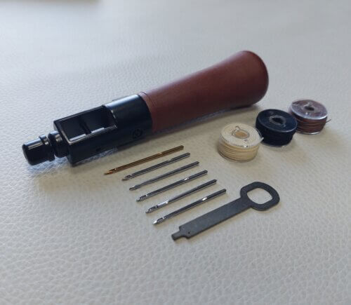 Leathercraft Stitching Tool, 6 Needles Leather Sewing Machine Awl for All Kit with 6 Piece Straight Needles, to Sew and Repair Leather - Image 2