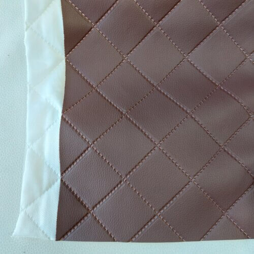 Quilted artificial leather "Rhombus" - Dark brown, textured - Image 4