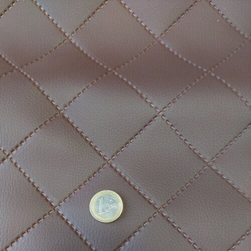 Quilted artificial leather "Rhombus" - Dark brown, textured - Image 3
