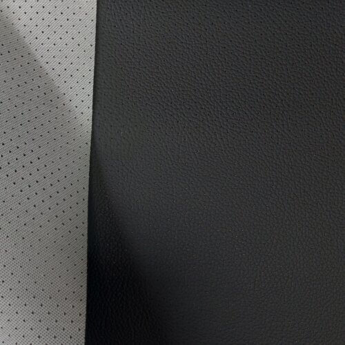 Dirbtinė oda "Mercedes" - Juoda, perforuota MK1, stambi faktūra, 1,1mm - Image 3