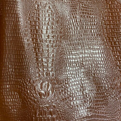 Haberdashery leather - brown, crocodile imitation, bit hard, 1,3-1,4mm - Image 3