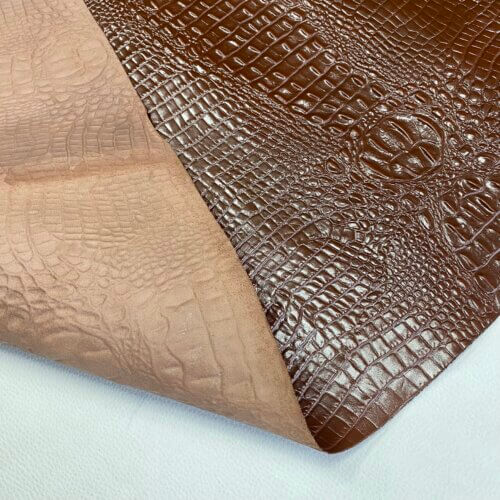 Haberdashery leather - brown, crocodile imitation, bit hard, 1,3-1,4mm - Image 4