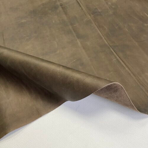 Haberdashery leather - dark green, "aged", soft, matted, 1,4mm - Image 4