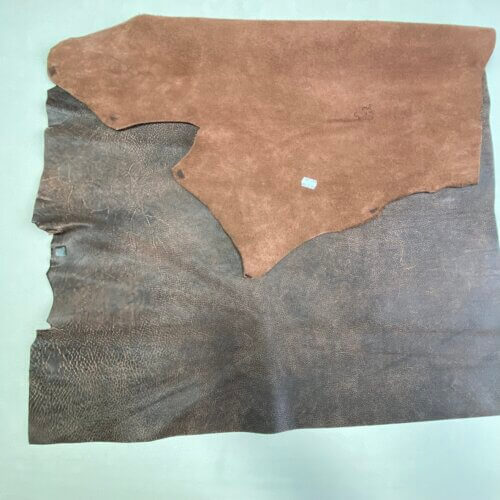 Haberdashery leather - brown, "aged" effect, soft, 2,4mm - Image 3