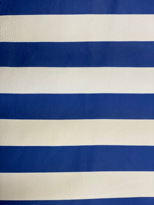 Haberdashery/clothes leather - blue/white, striped, soft 0,7mm - Image 2
