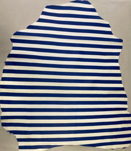 Haberdashery/clothes leather - blue/white, striped, soft 0,7mm - Image 3