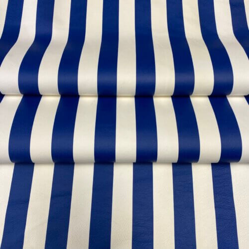 Haberdashery/clothes leather - blue/white, striped, soft 0,7mm - Image 4