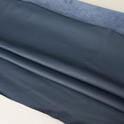 Haberdashery/upholstery leather – Dark blue, small texture, soft, 1,2mm, 150x100cm - Image 2