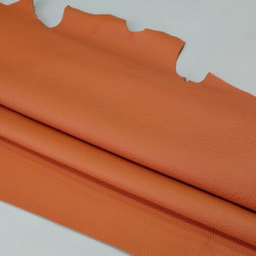 Haberdashery/upholstery leather – Orange, textured, soft, 1,6-1,8mm - Image 2